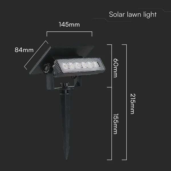 LED Solárne svietidlo LED/0,9W/3,7V 3000K IP65 1200 mAh čierna
