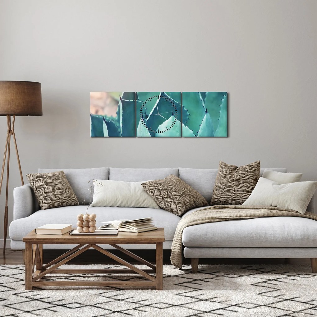 Obraz - Sukulent (s hodinami) (90x30 cm)
