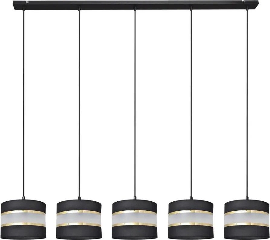 Luster na lanku HELEN 5xE27/15W/230V čierna/zlatá