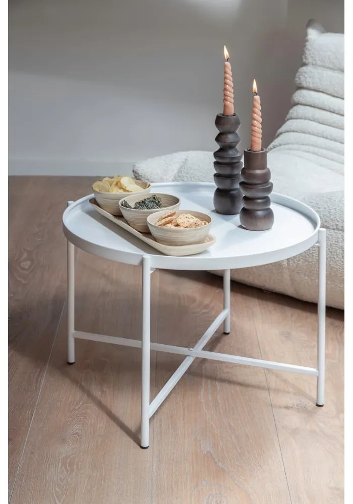 Biely kovový okrúhly konferenčný stolík ø 50 cm Meseta – Leitmotiv