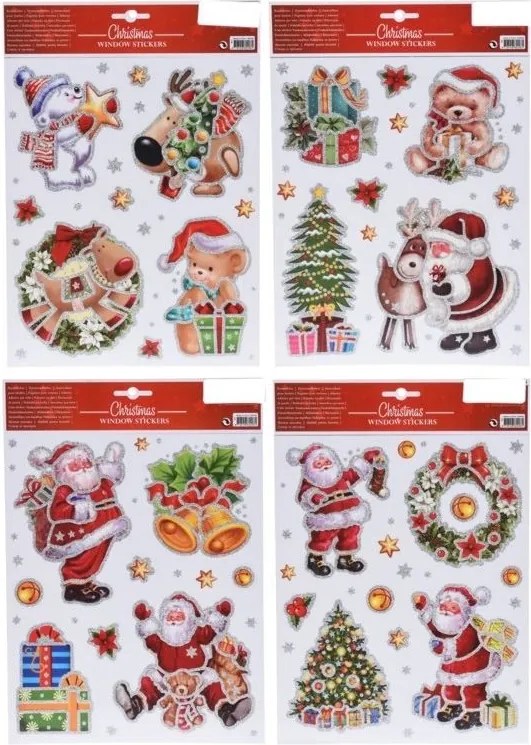 Set vianočných nálepiek so Santa Clausom 21 × 30 cm
