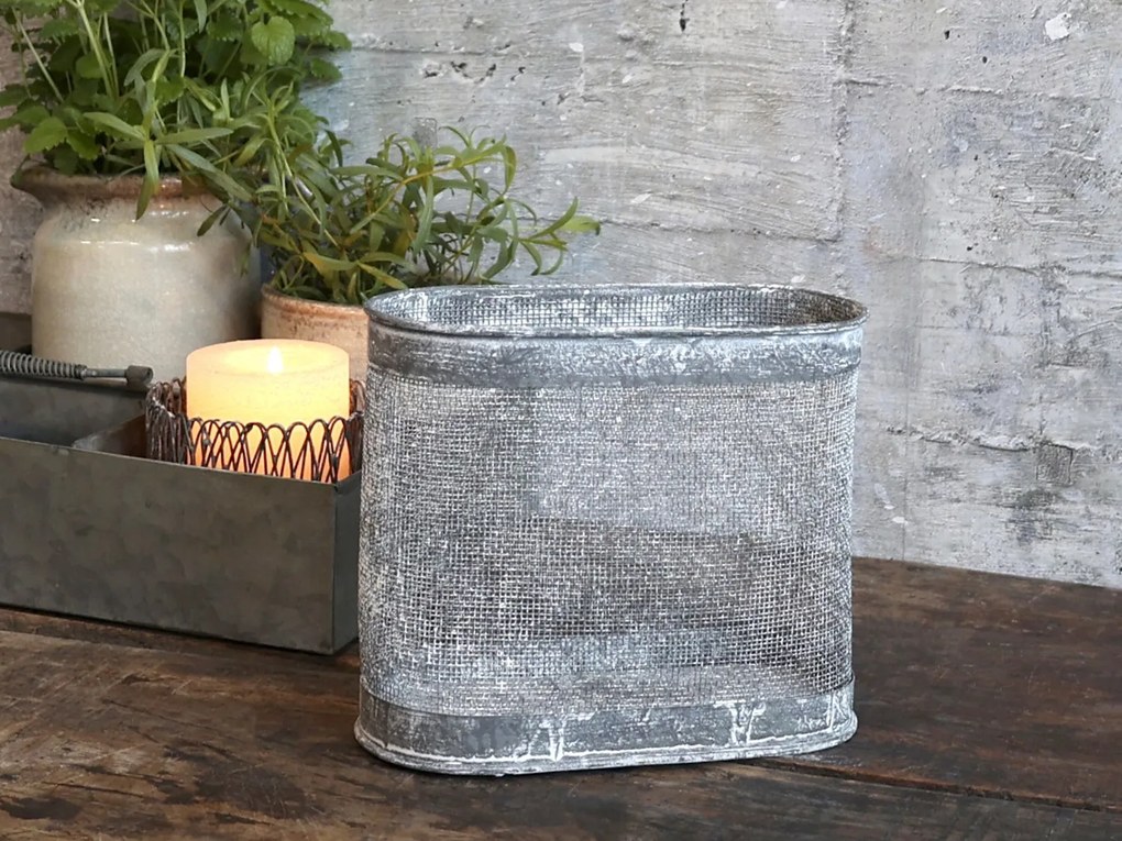 Zinkový antik drôtený košík Oval Basket - 19*9*16 cm