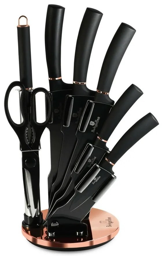 Sada kuchynských nožov v otočnom stojane 8 dielna Berlingerhaus Black Rose Collection BH-2421