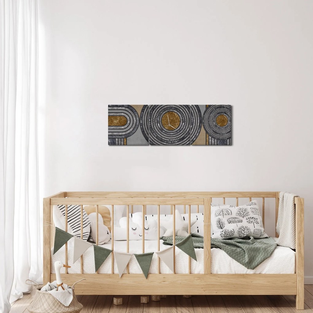 Obraz - Dekoratívne vzory (s hodinami) (90x30 cm)