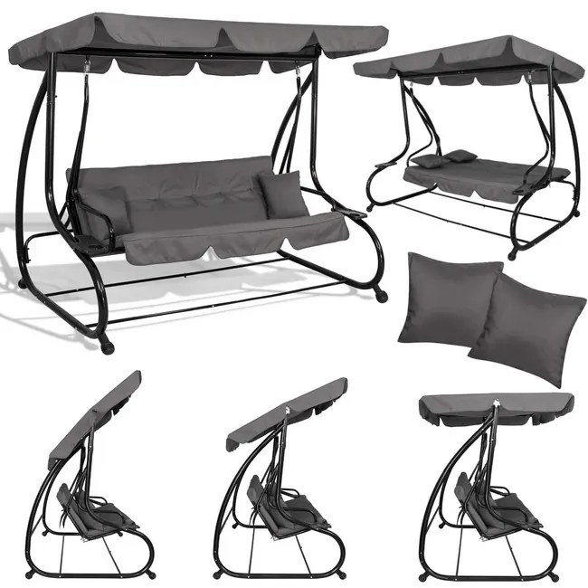 Záhradná hojdačka LINDA SPRINGOS GS0003-sivá