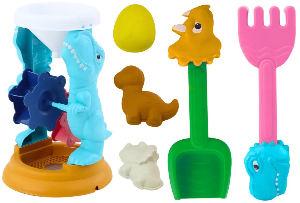 LEAN TOYS Súprava hračiek do piesku - mlyn, náradie, formičky – Dinosaury