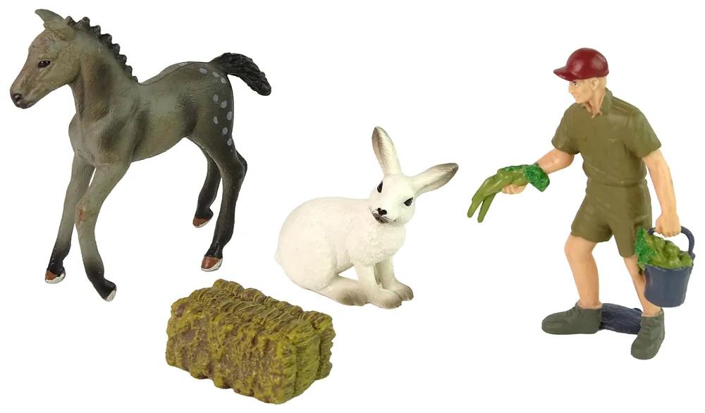 Lean Toys Sada figúrky so sivým žriebätkom a zajačikom