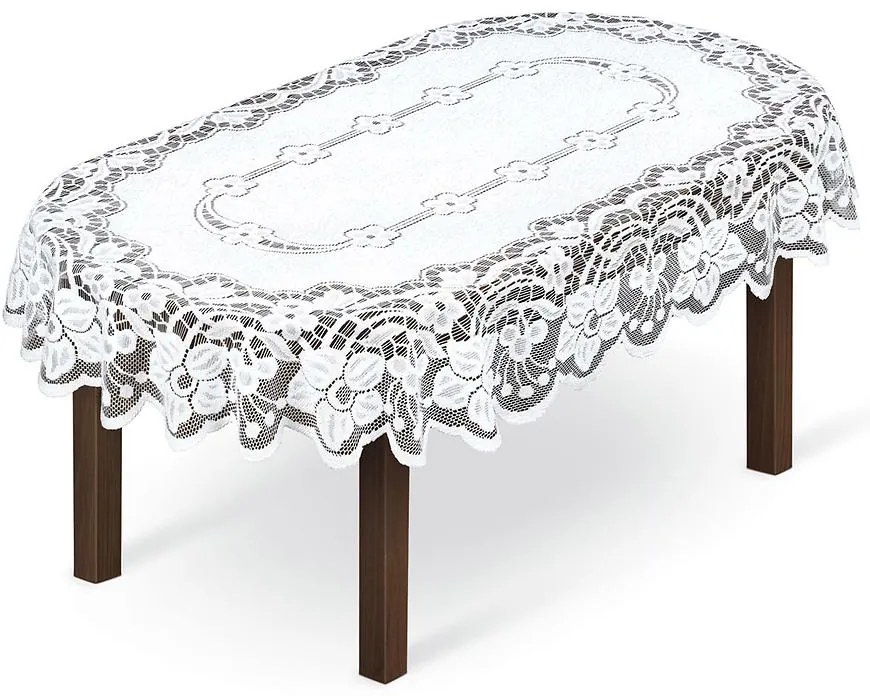 Žakárový obrus  249301 oválny 140X220 biely