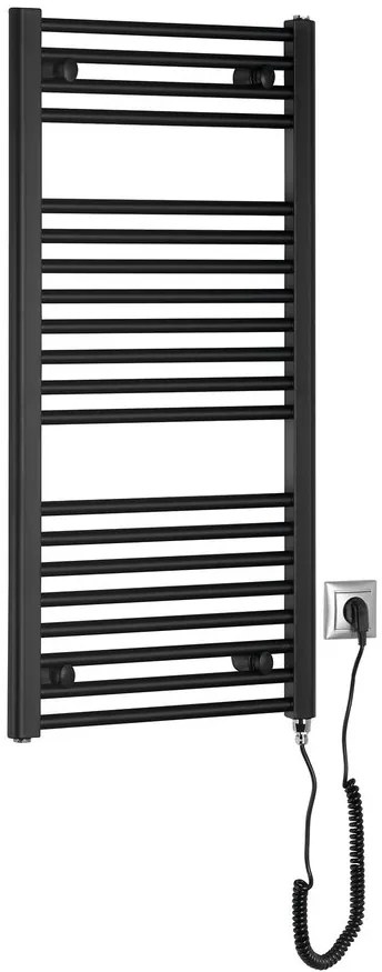 Aqualine Aqualine, DIRECT-E elektrické vykurovacie teleso, rovné, 450x960 mm, 300 W, čierna, ILE94TB