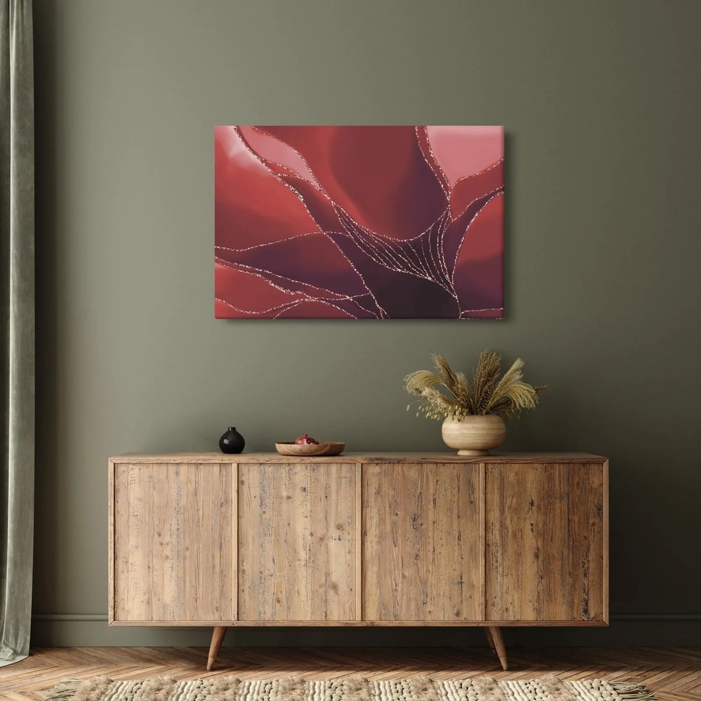 Obraz - Červená abstraktná kvetina N⁰2 (90x60 cm)