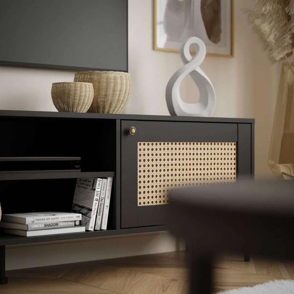 TV STOLÍK THEO S VIEDENSKÝM VÝPLETOM ČIERNY 180 cm