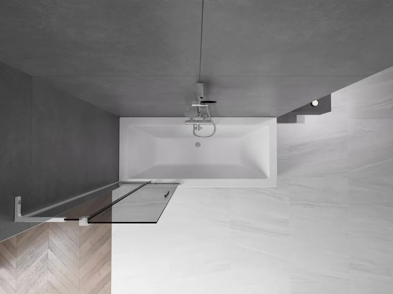 Mexen Velar L, 2-krídlová posuvná vaňová zástena 75 x 150 cm, 8mm šedé sklo, chrómový profil, 896-075-003-41-01