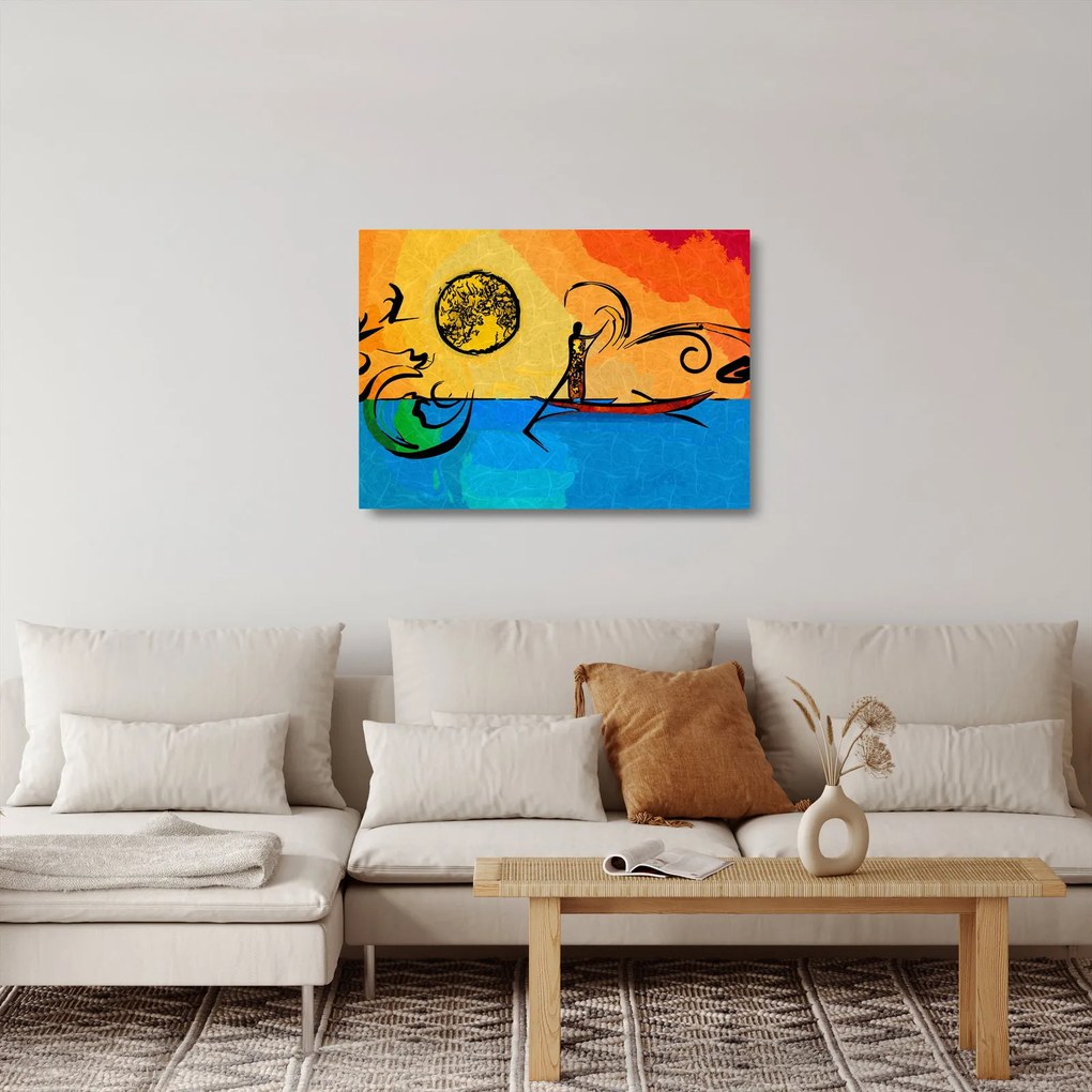 Sklenený obraz starovekej maľby (70x50 cm)