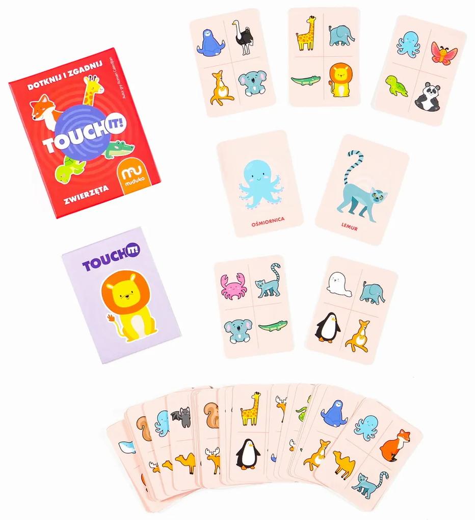 KIK MUDUKO Vzdelávacia kartová hra Touch it! Dotkni sa a hádaj. Zvieratá 5+