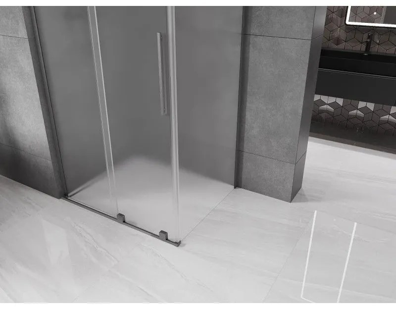 Mexen Velar L, sprchový kút s posuvnými dverami 100 x 110 cm, 8mm sklo námraza, grafit brúsený, 871-100-110-33-66