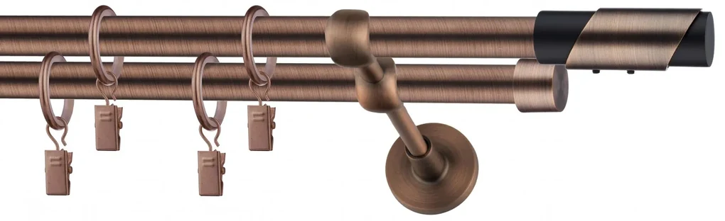 Dekorstudio Garniža dvojradová PARIS medená 19mm Dĺžka: 440cm, Typ príslušenstva: Krúžky tiché so štipcami