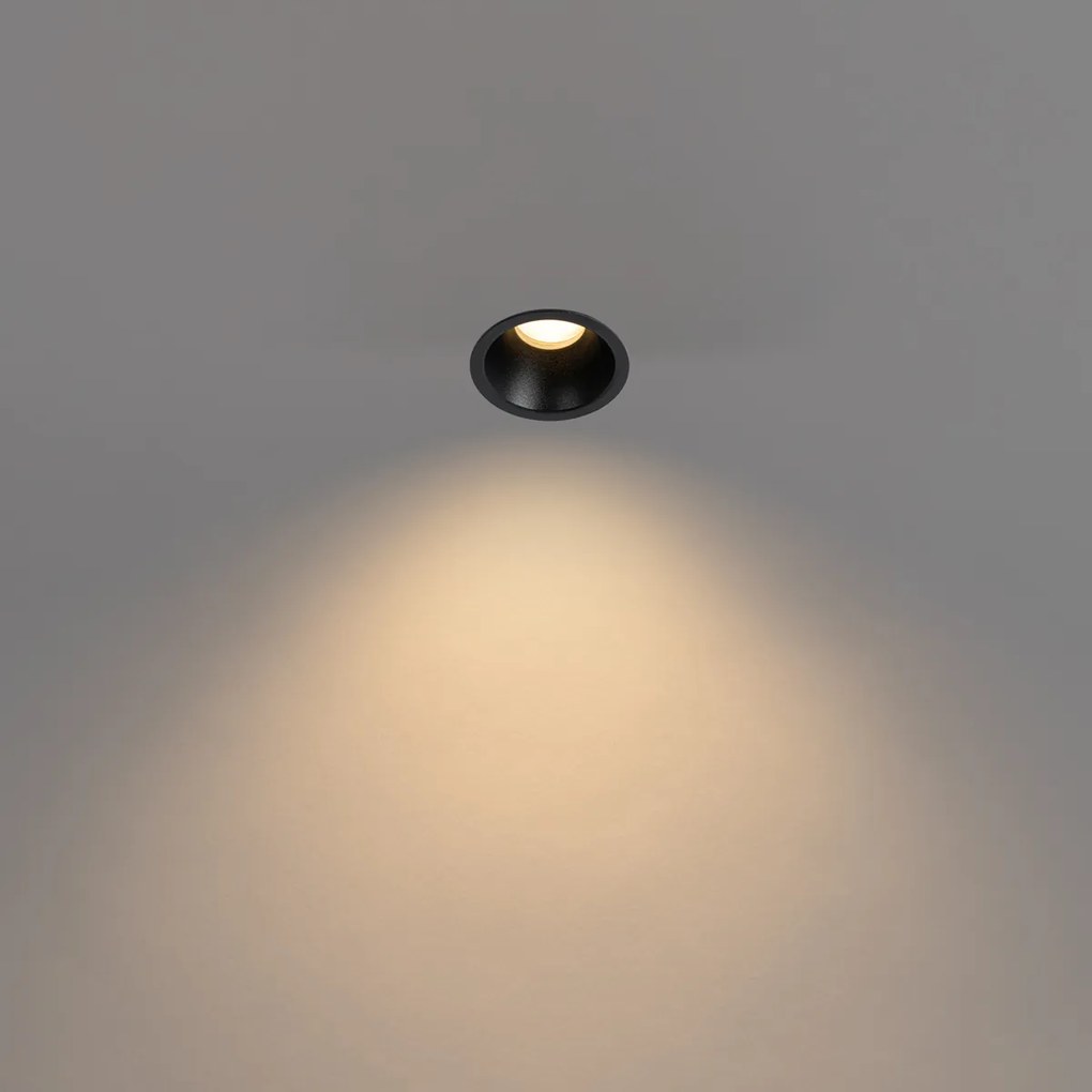 Sada 12 moderných zabudovaných bodových svetiel čiernych GU10 35 mm IP44 - Dept