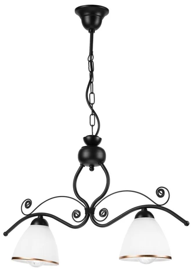 Luster na reťazi RETRO 2xE27/60W/230V matná čierna