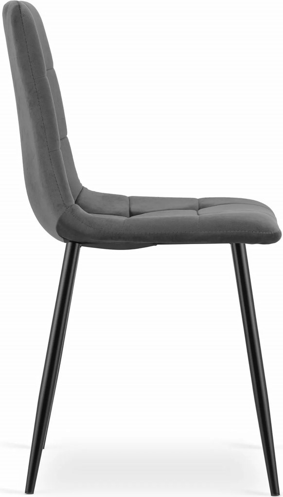 AKCIA Tmavo sivá zamatová stolička KARA s čiernymi nohami II. akosť