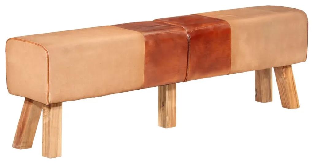 Gymnastická lavica, hnedá 160 cm, pravá koža a plátno 356385