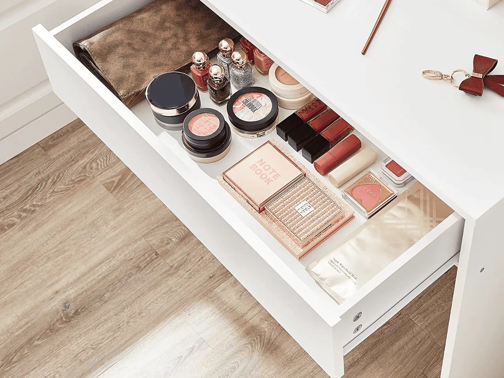 Toaletný stolík so zrkadlom LUNAVI 70x40 cm, biely