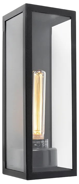 Moderná obdĺžniková vonkajšia nástenná lampa čierna so sklom - Rotterdam Long