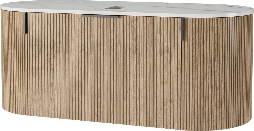 Závěsná skříňka s deskou a umyvadlem La Simplicite 100 cm dub přírodní/bílá