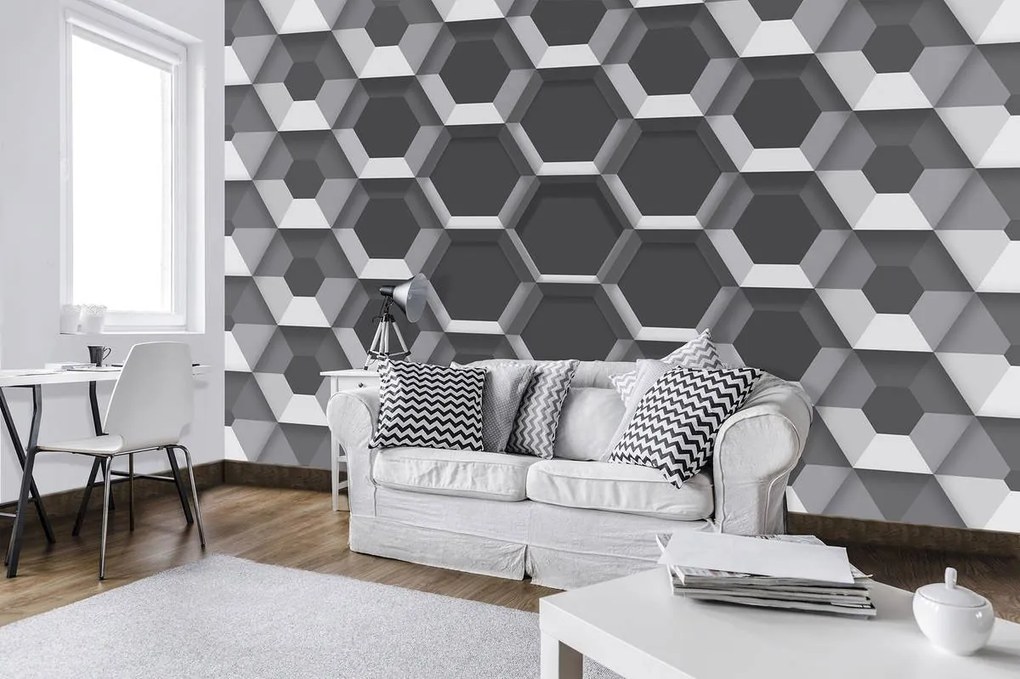 Fototapeta - 3D šesťuholníky (254x184 cm)
