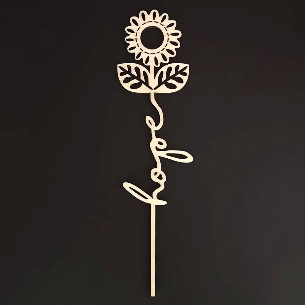 AMADEA Drevený zápich kvetina - Hope, dĺžka 28 cm