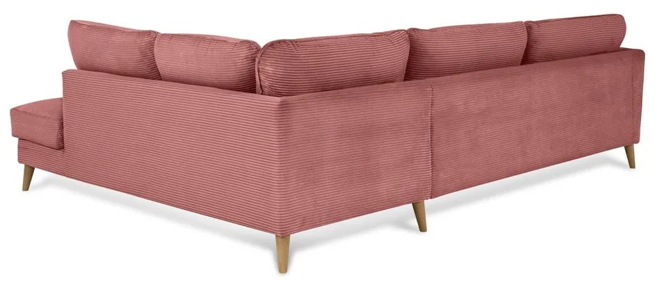 Ružová menčestrová rohová pohovka (pravý roh) Paris – Scandic