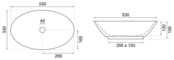 REA-U4603 - Umývadlo na dosku PAMELA 33x53 cm keramika/lesklá biela