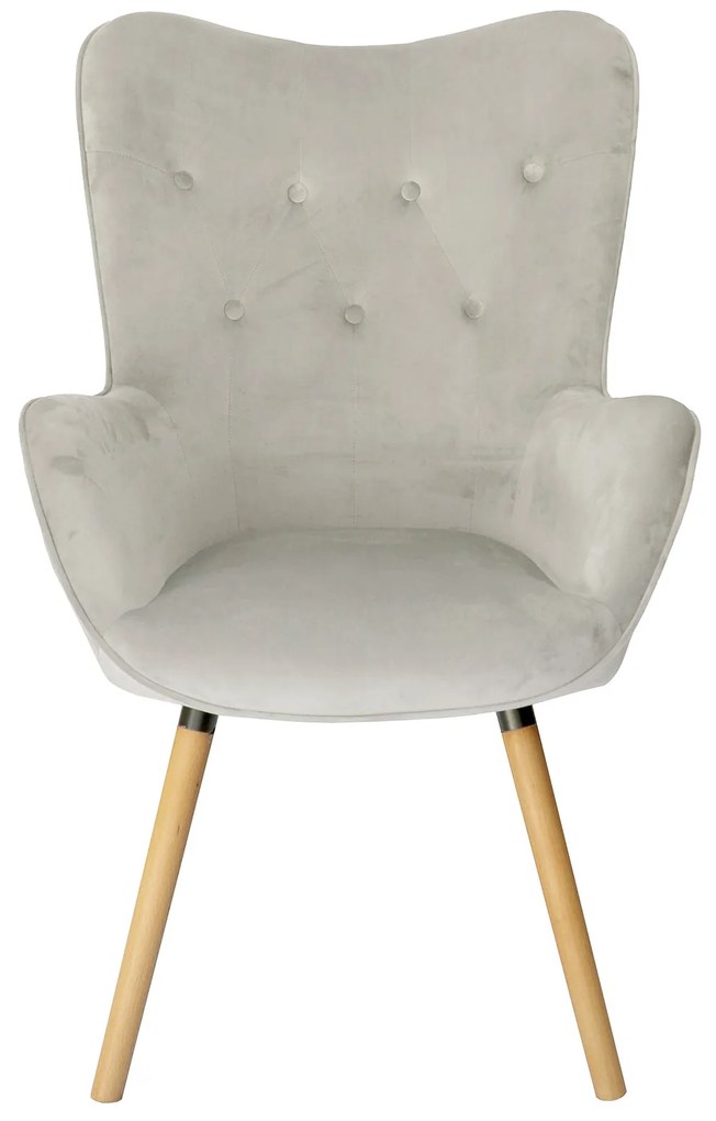 Svetlosivé zamatové kreslo COZY