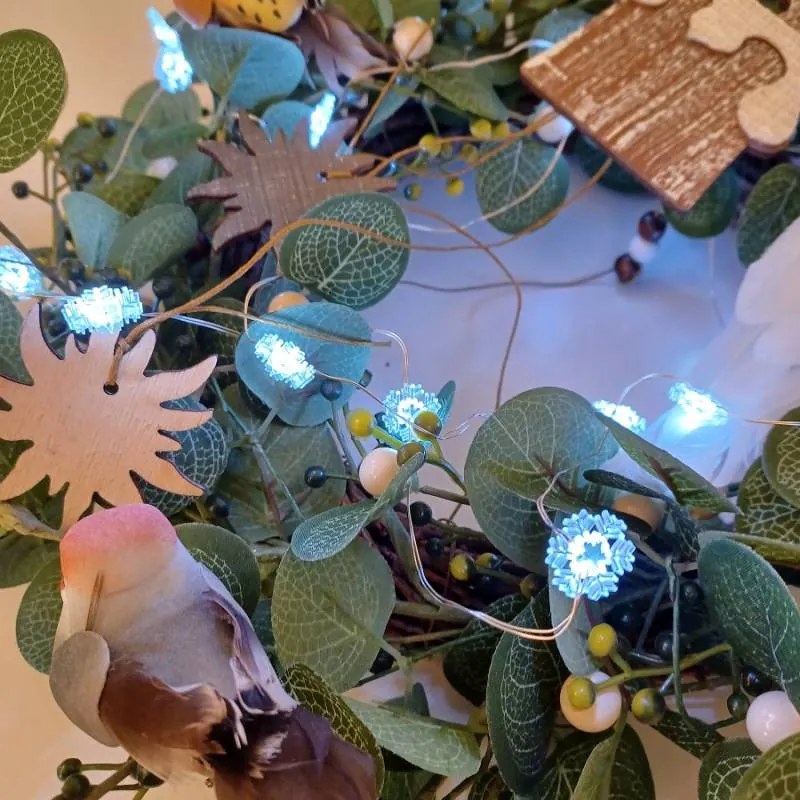 DECOLED LED světelný řetěz na baterie vločky, ledově bílá, 20 diod, 2,3 m