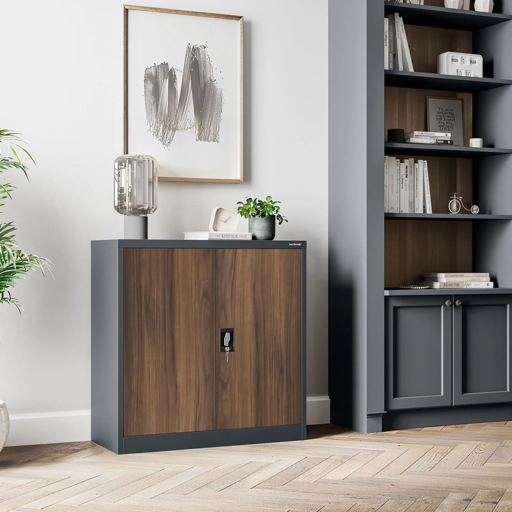 Skrinka na dokumenty, nízka, antracitová/orechová, 900x930x400 mm: BEATA Eco Design