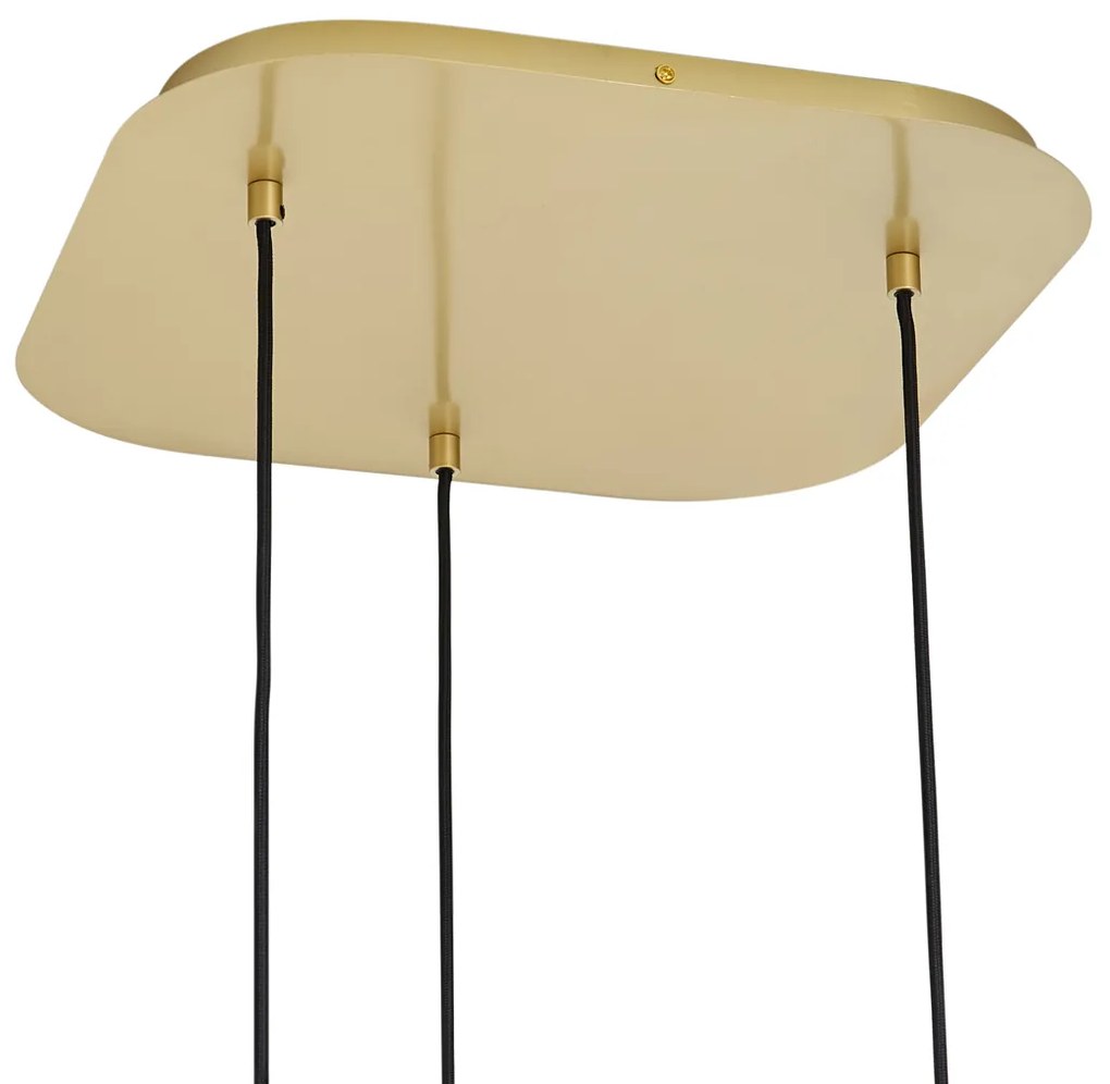 Hotelová elegantná závesná lampa mosadzná s jantárovým sklom 3-svetlá - Gus