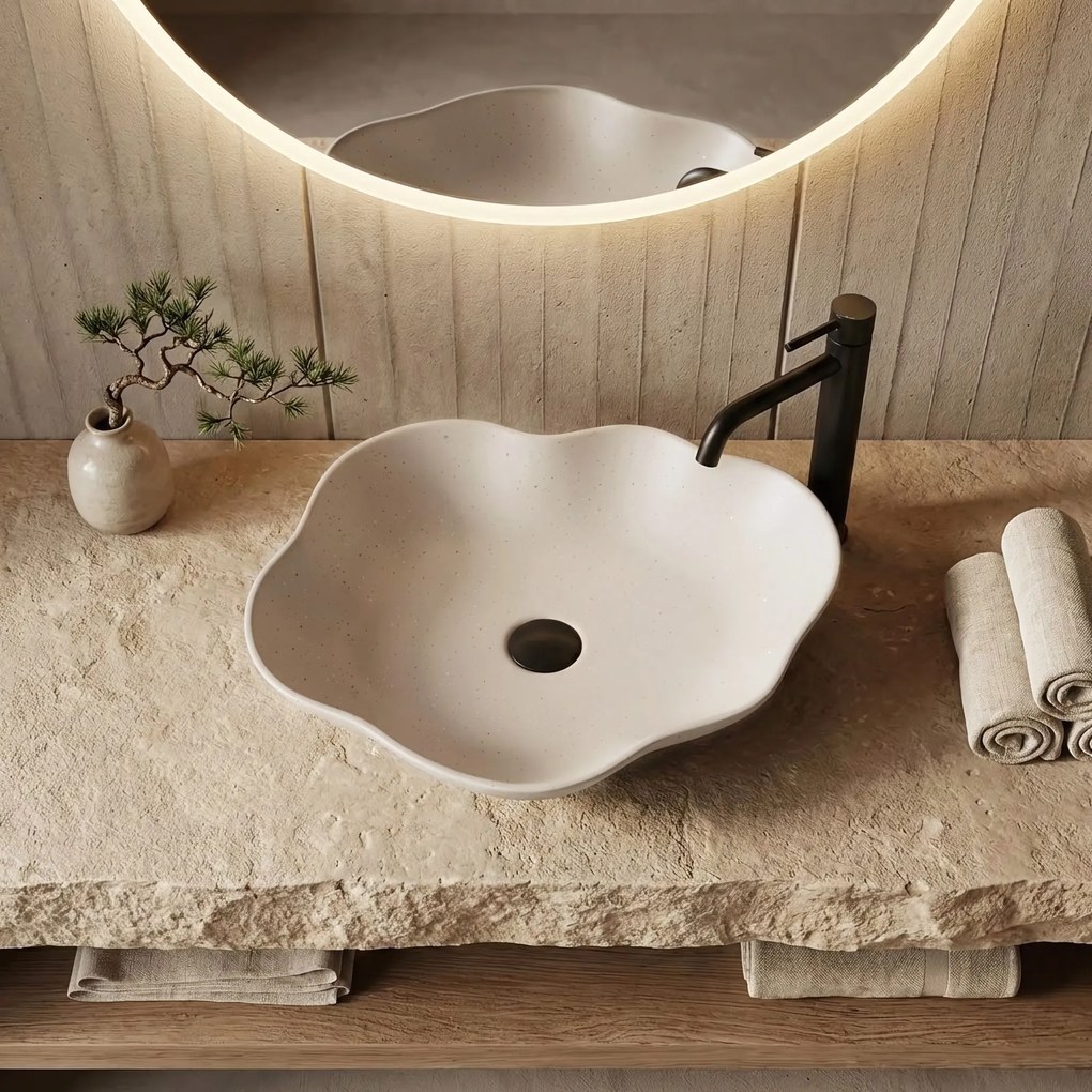 Rea Pearl Warm, umývadlo na dosku 505x380x135 mm, béžová, REA-U0617
