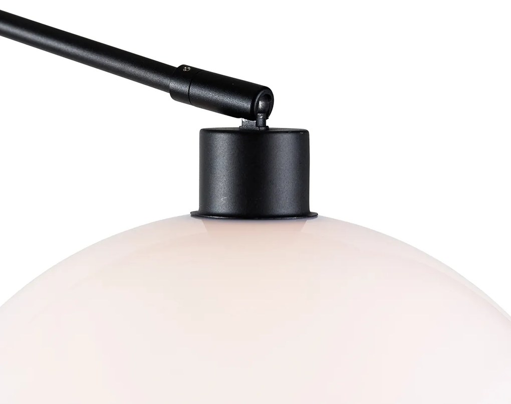 Nástenná lampa čierna s tienidlom bielym 30 cm nastaviteľná - Blitz