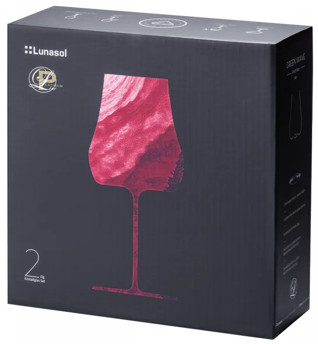 Lunasol - Poháre na červené víno Bordeaux 530 ml set 2 ks – Green Wave Platinum Line (322631)