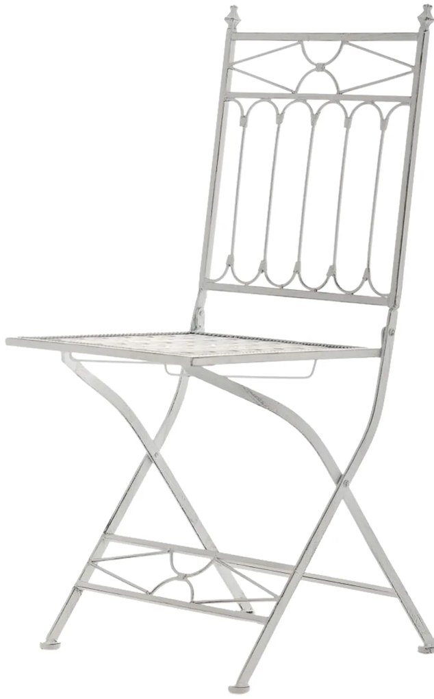 Kovová skladacia stolička Asina (SET 2 ks) - Biela antik