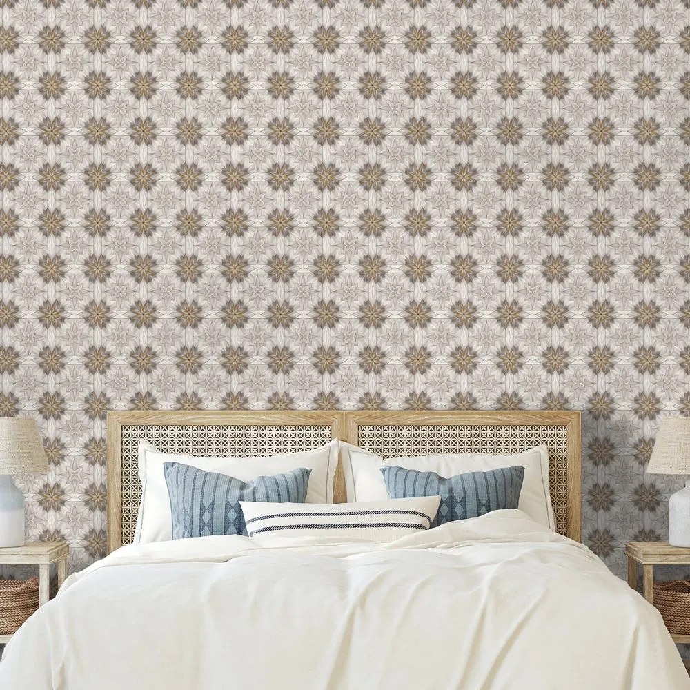 Tapeta hnedé kvetinové ornamenty