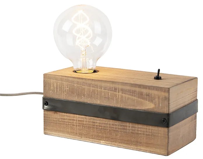 Priemyselná stolná lampa drevo - Reena