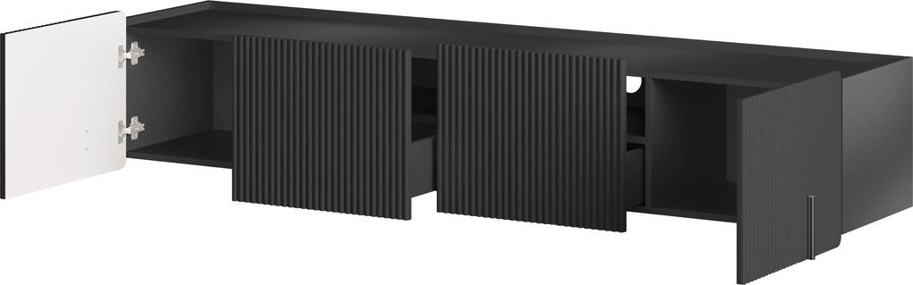 Závesná TV skrinka Malmi 200 cm - čierny mat / čierna