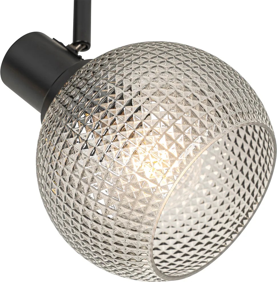 Dizajnové bodové svietidlo čierne s dymovým sklom 2-svetlo - Chico