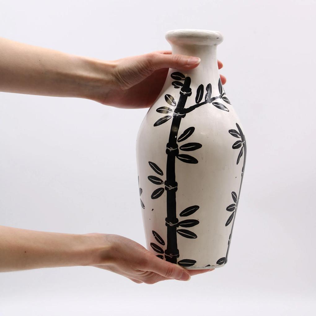 Keramická váza Bambusový motív Prírodná
