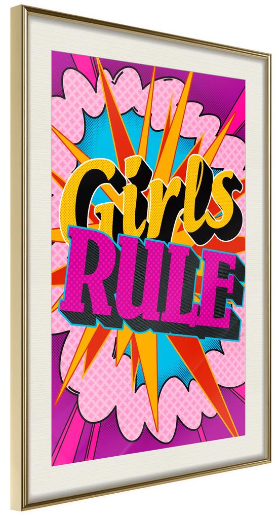 Artgeist Plagát - Girls Rule II [Poster] Veľkosť: 20x30, Verzia: Zlatý rám s passe-partout