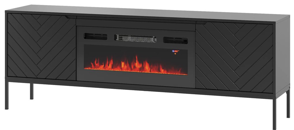 TV stolík EMY čierna s elektrickým krbom