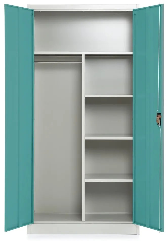 Kovová šatňová skriňa, 90 x 45 x 185 cm, cylindrický zámok, zelená - ral 6033