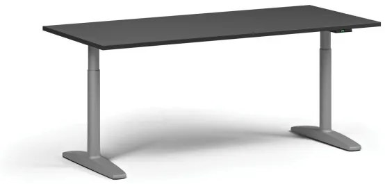 Výškovo nastaviteľný stôl OBOL, elektrický, 675-1325 mm, doska 1800x800 mm, sivá zaoblená podnož, grafit