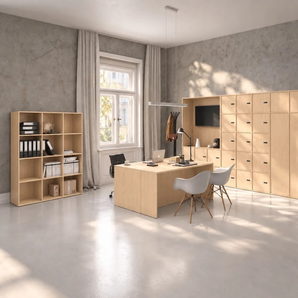 Nadstavba pre skrine FRAME, 4x dvere, 872 x 450 x 854 mm, mechanický zámok, breza