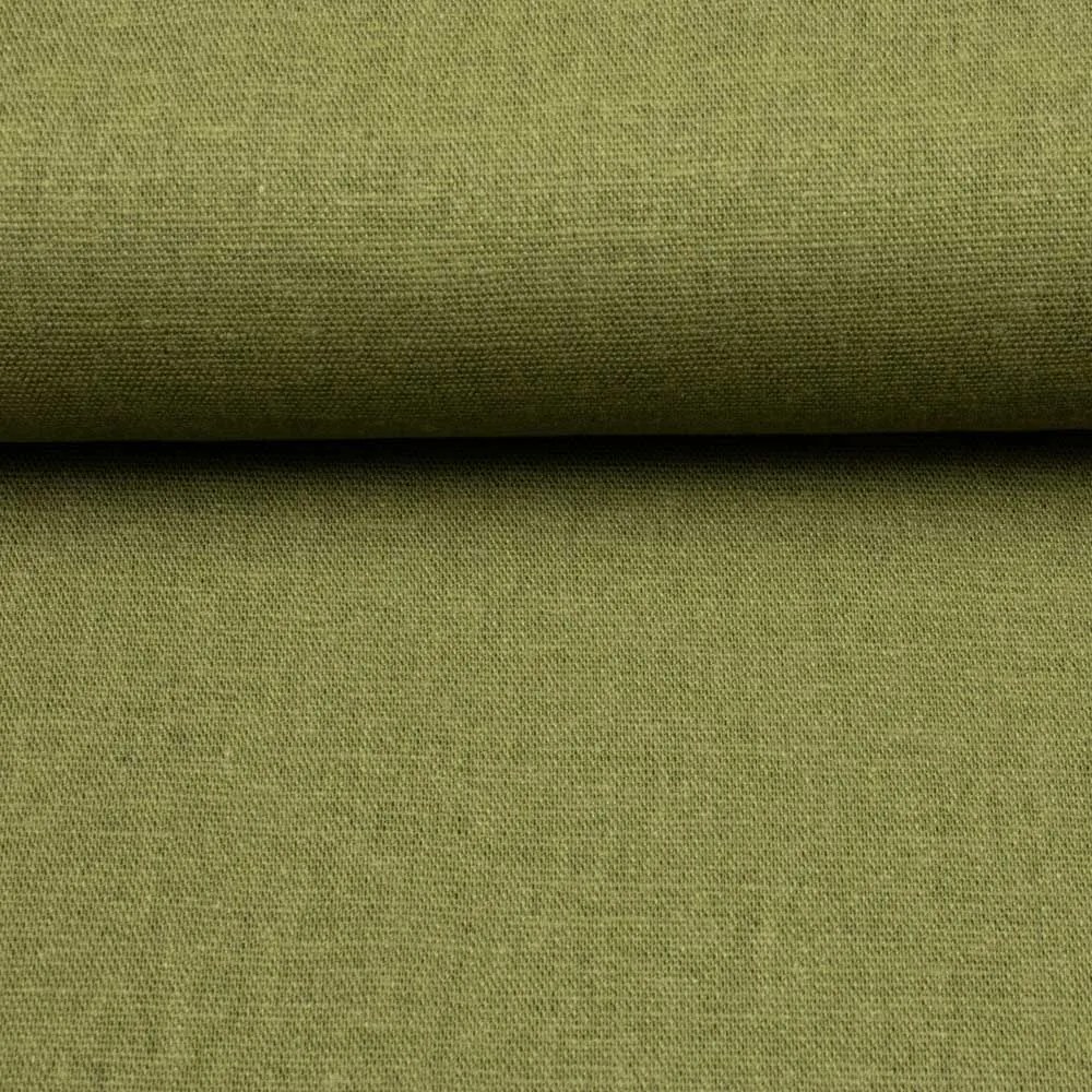 Ľan s viskózou a elastanom - Zelená khaki